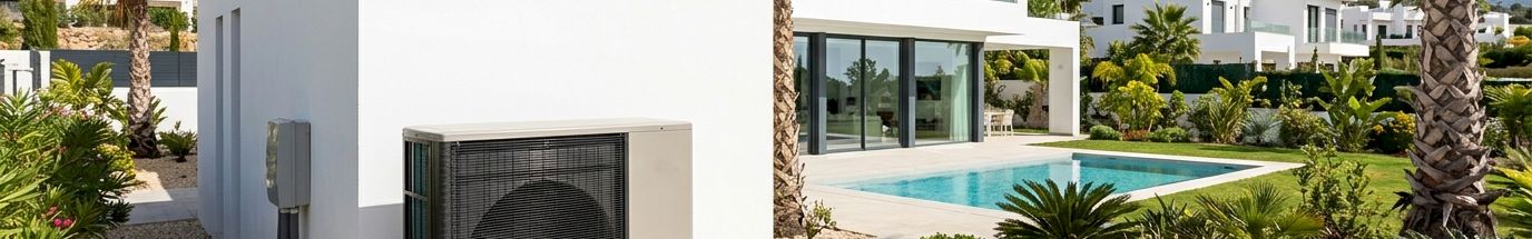 Heat-pump besides a modern villa